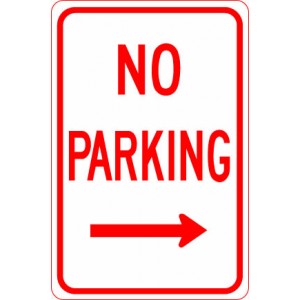 No Parking with Right Arrow Sign